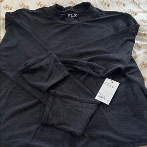 FLX Women's Black Long Sleeve Crew Neck Top